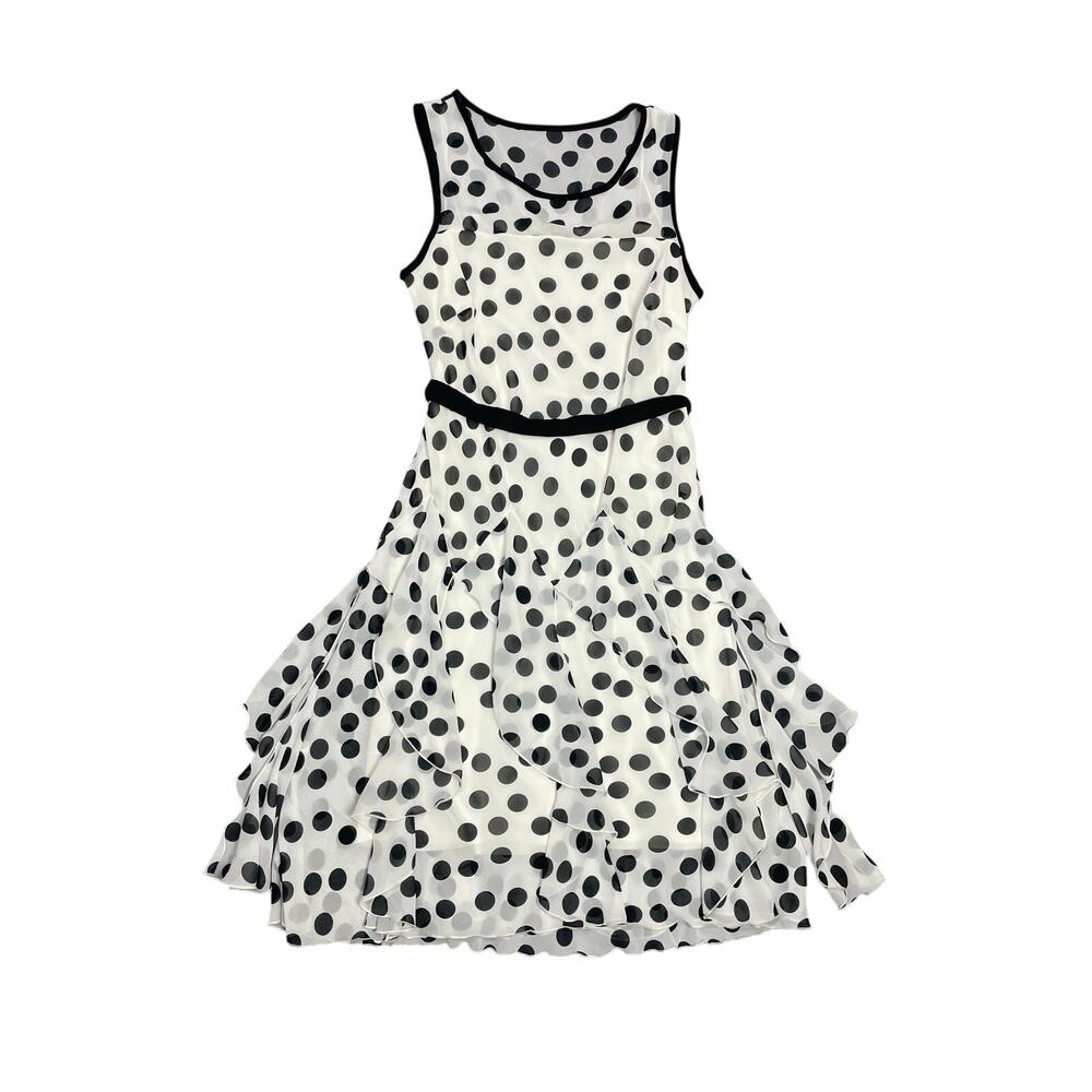 Bethany Y2K Vintage‎ Polka Dot Layered Ruffled Hem Midi Dress Size 12 Fairycore